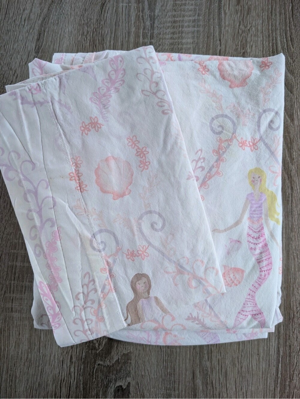 Pottery Barn Kids 100% Organic Cotton Mermaid Twin Sheet Set 3 Pieces